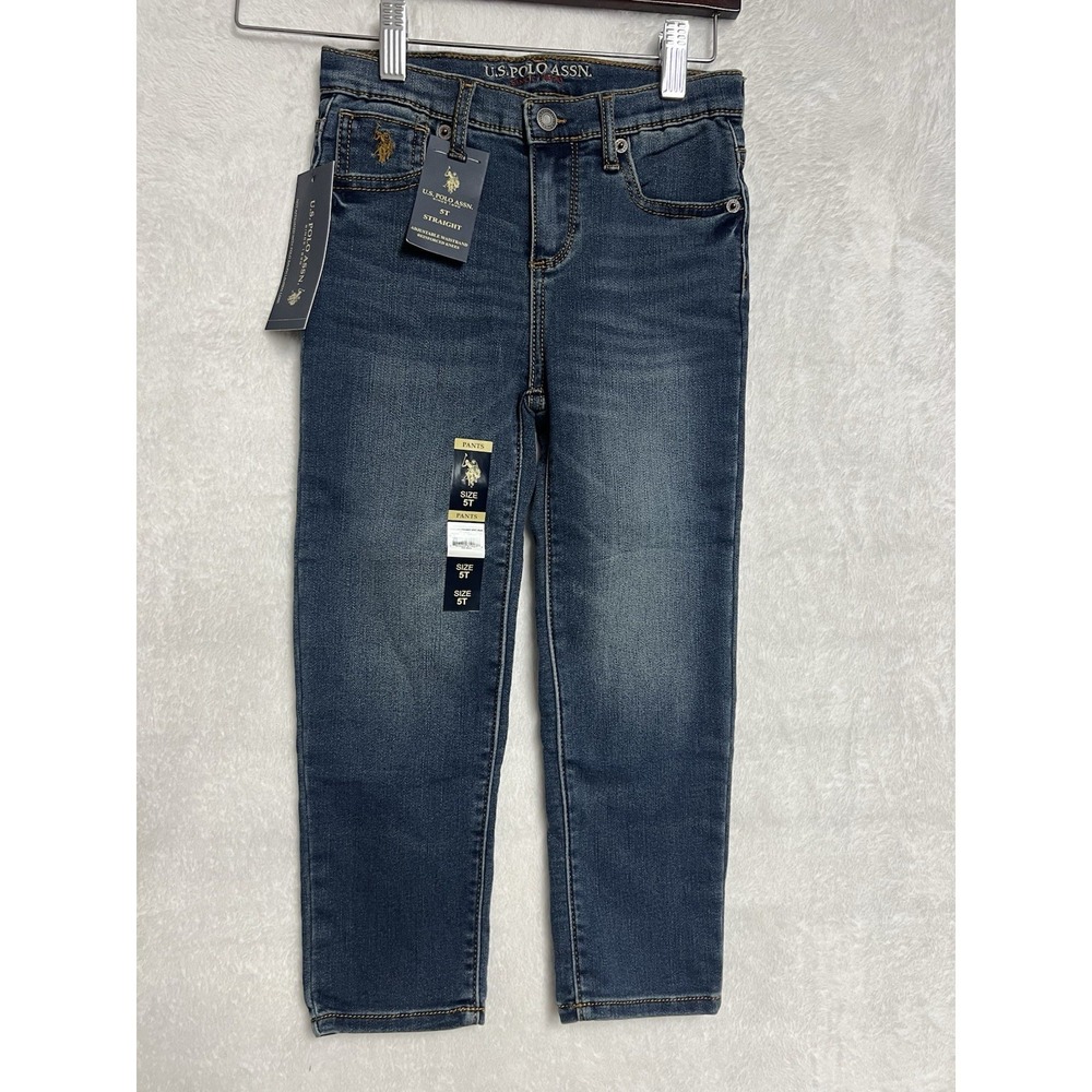 NWT U.S. Polo Assn Toddler Boys Straight Jeans 5T Medium Wash Adjustable